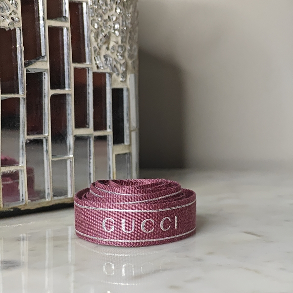 Gucci Accessories - Gucci Mauve Pink & Silver 70" Ribbon